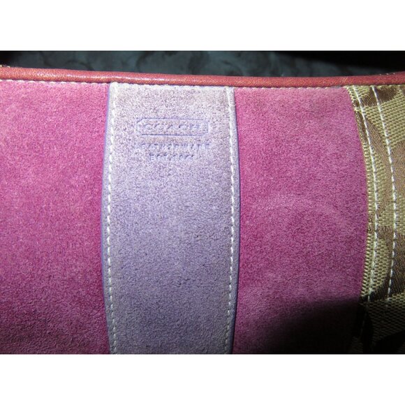 SOLD Coach 2005 Vintage Canvas & Suede Signature Demi Baguette Sufflette Bag - Picture 8 of 12